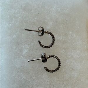 Elegant Twisted Silver Hoop Earrings